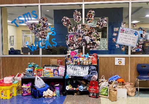 The TSMS Counseling Progam collects donations for the Williamson County Animal Rescue.